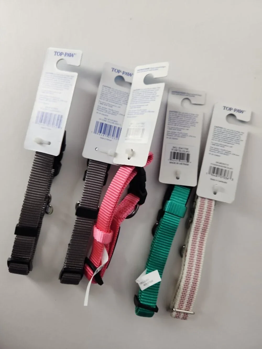 Set of 5 Dog Collars size Small gray pink green Top-Paw new bundle lot